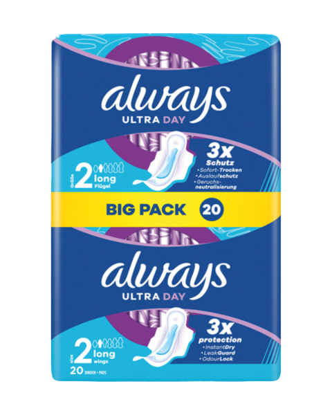 Always Binden Ultra Day Long Groesse 2, mit Fluegeln, 20 Stueck